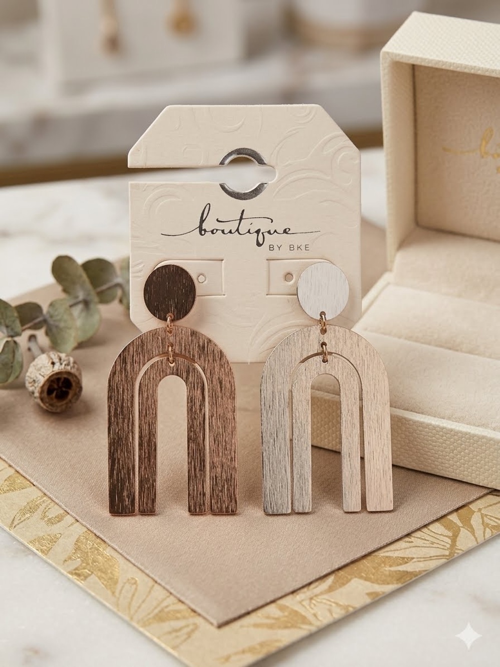 ✨ Boutique by BKE Brushed Metallic Arch Drop Earrings ✨